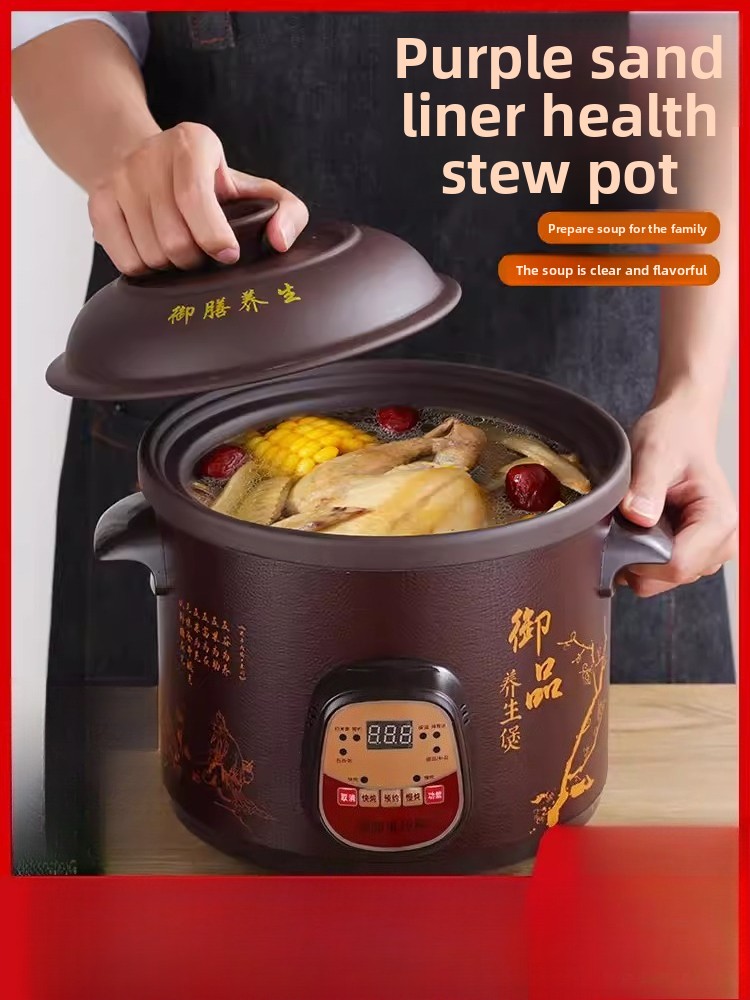 Slow Cooker Ceramic - Penanak makanan elektrik otomatis penuh 2.5-6L,