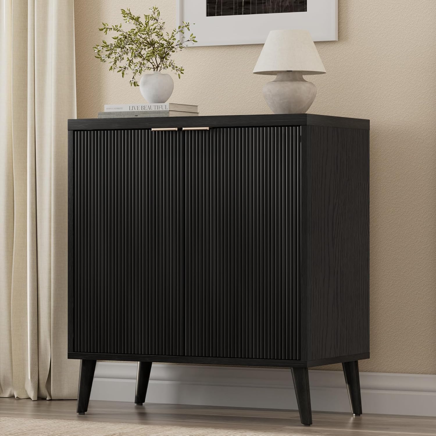Kitchen Appliances Cabinet - Lemari Bufet Beralur Dengan Penyimpanan, Bufet