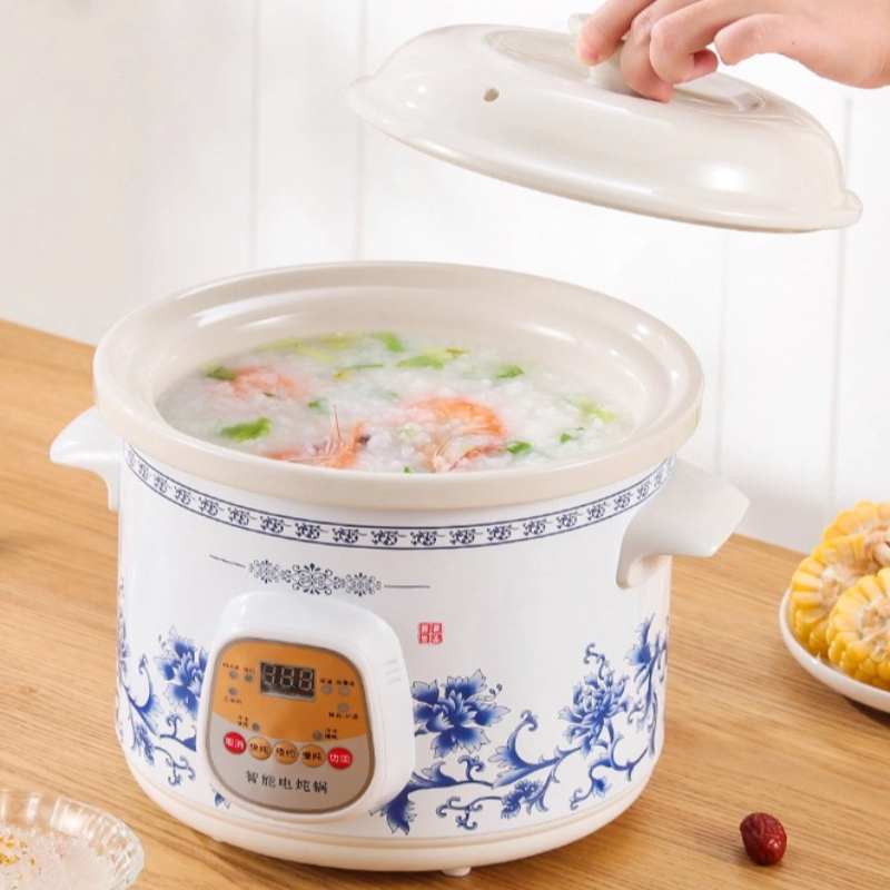 Slow Cooker Ceramic - Pembuat Sup Listrik Otomatis, Panci Masak