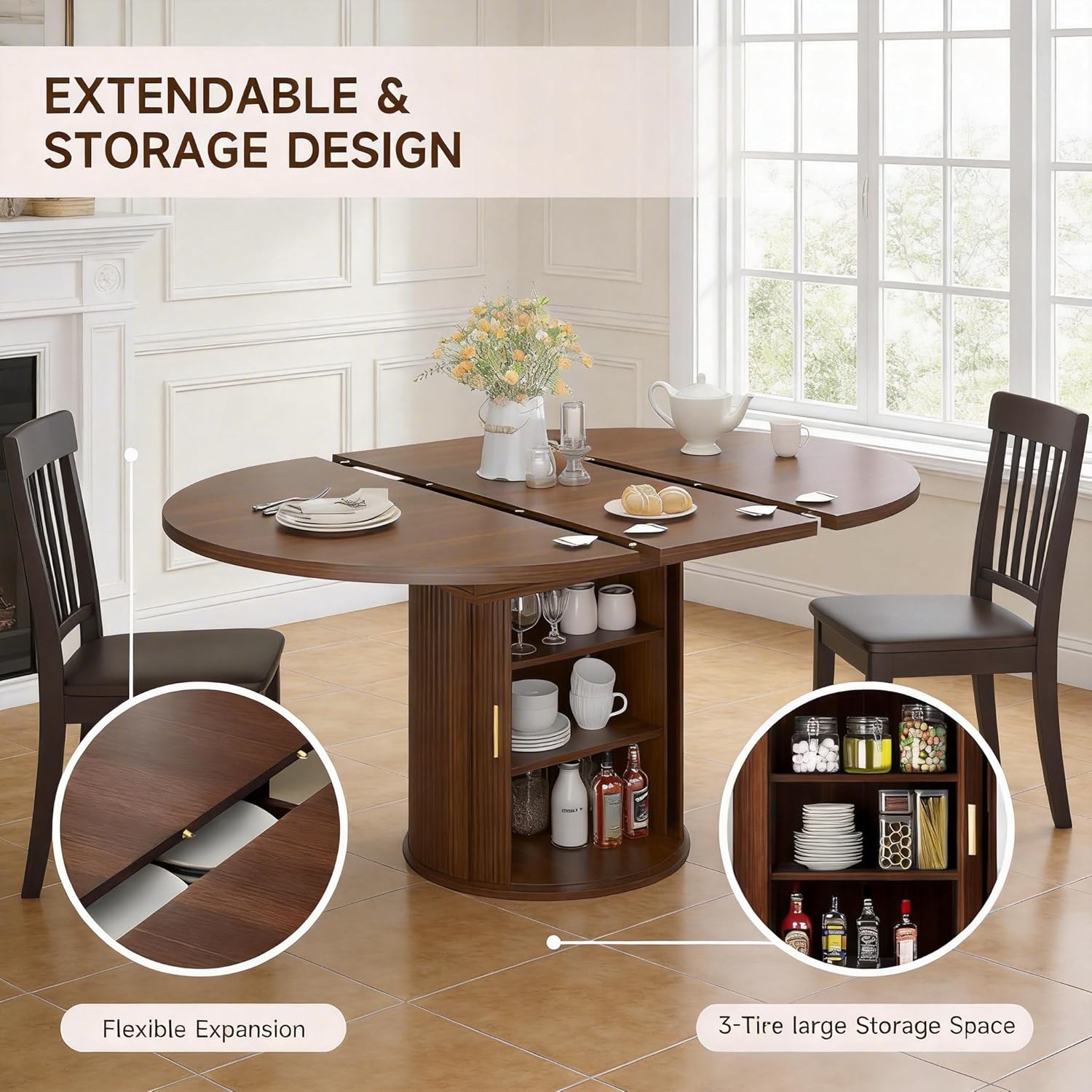 Meja Makan Bundar yang Dapat D - Kitchen Appliances Table ulasan dan harga