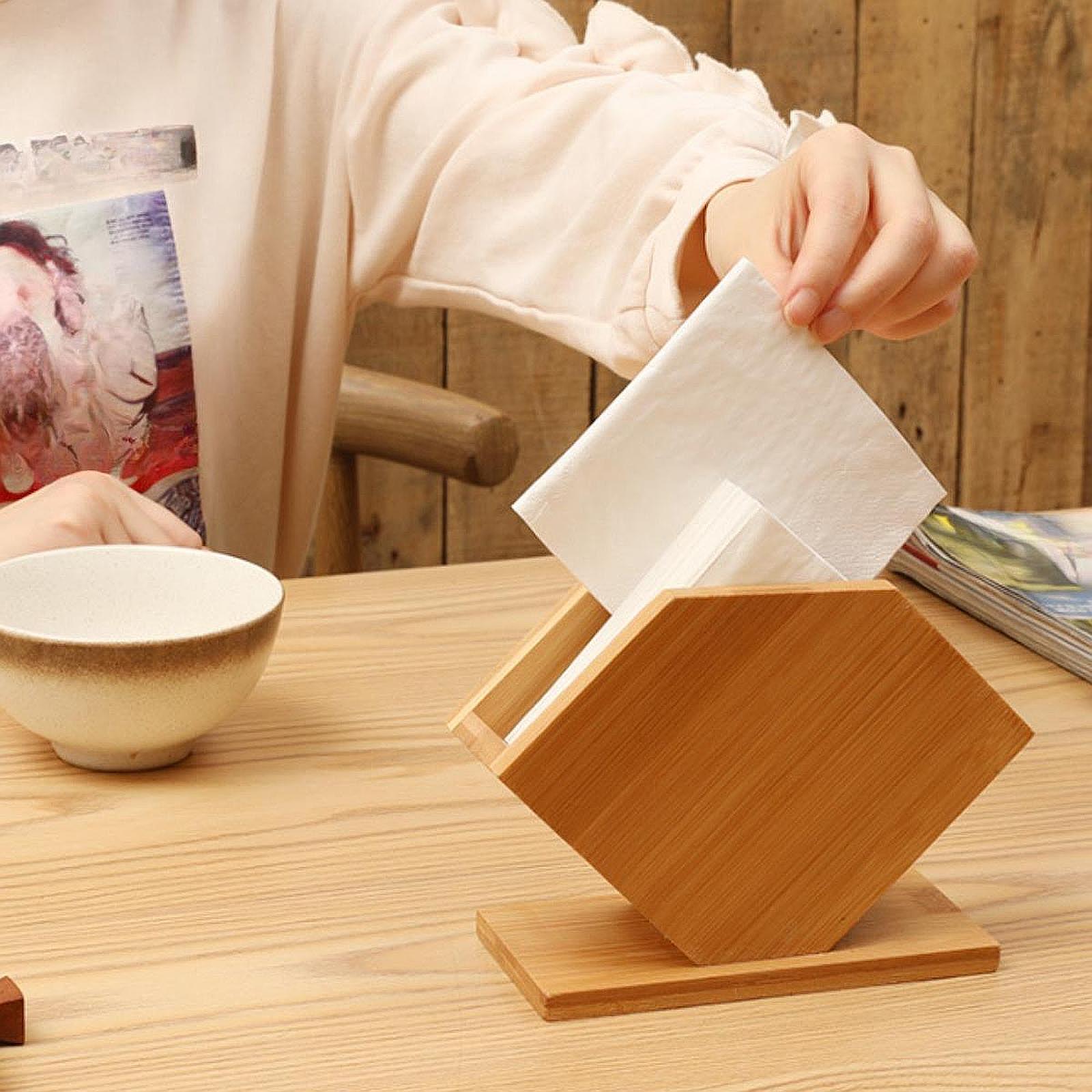 Kotak Tisu Bambu Bentuk Kubus  - Kitchen Appliances Table ulasan dan harga